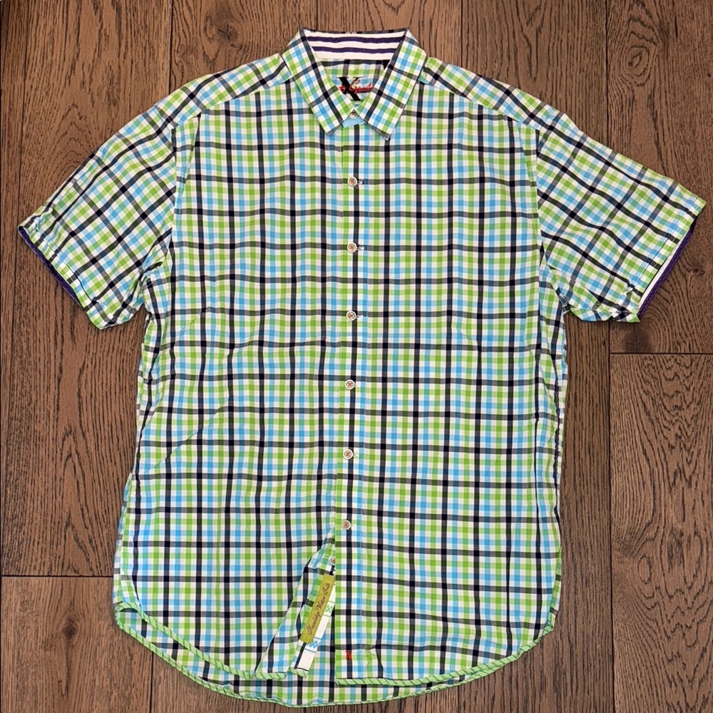 Men's Robert Graham Short Sleeve Button Down Shirt Size Large